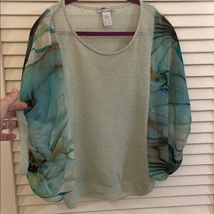 Alberto Makali Seafoam Knit  Multicolor Sheer Beautiful Sleeve Seater Combo